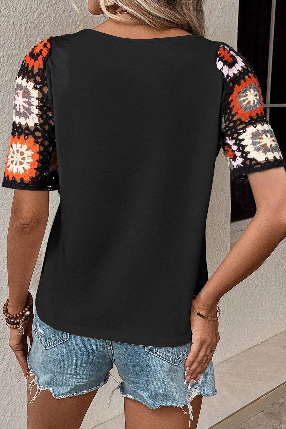 Women's Geometric Short-Sleeve Blouse