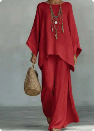 Women's Relaxed-Fit Two-Piece Trousers Set