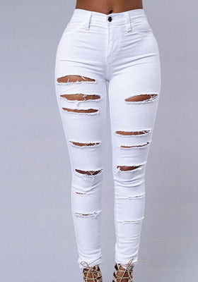 Women's High-Waisted Ripped Skinny Jeans