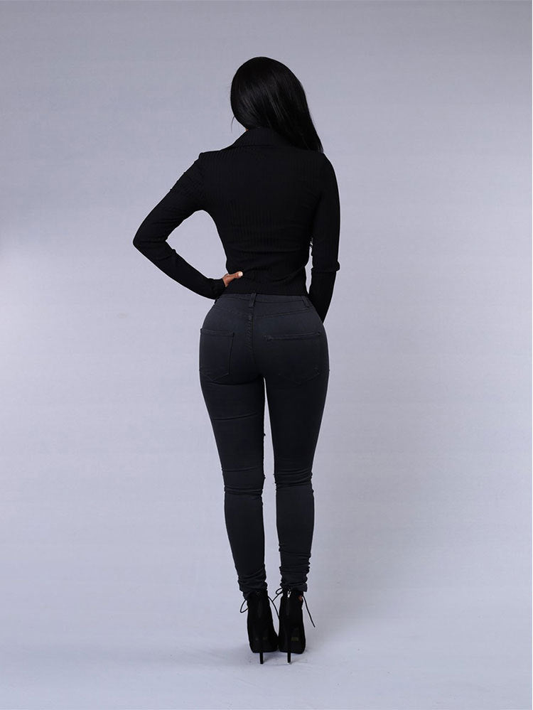 Women's High-Waisted Ripped Skinny Jeans