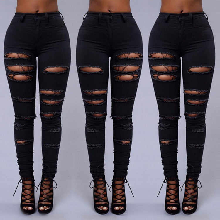 Women's High-Waisted Ripped Skinny Jeans