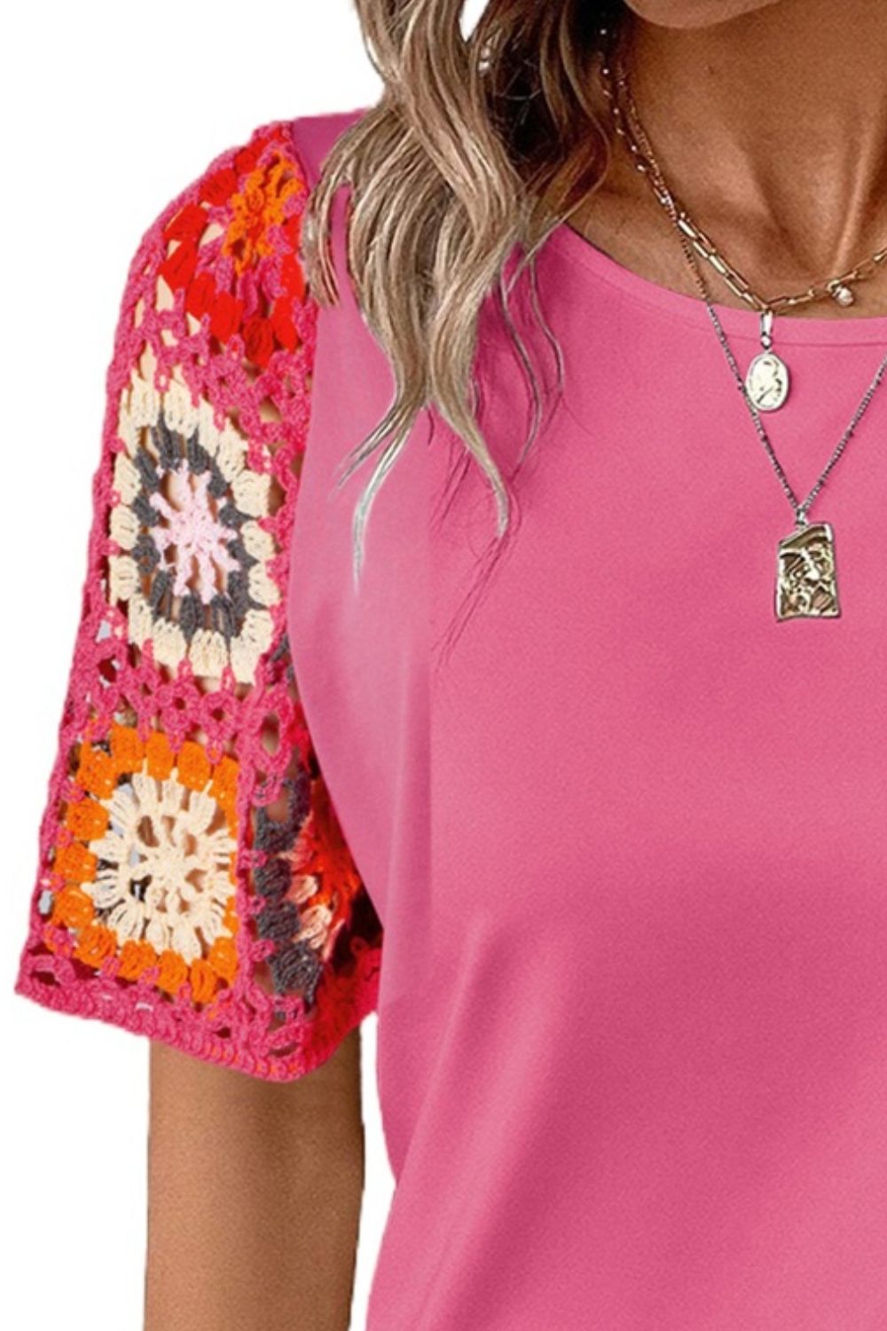 Women's Geometric Short-Sleeve Blouse