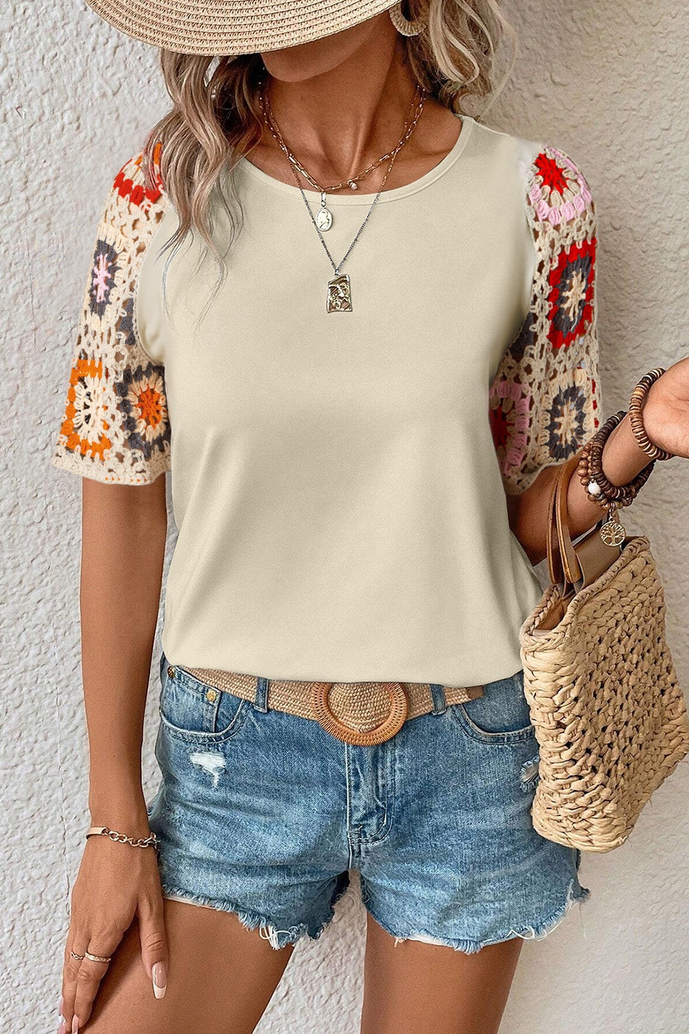 Women's Geometric Short-Sleeve Blouse
