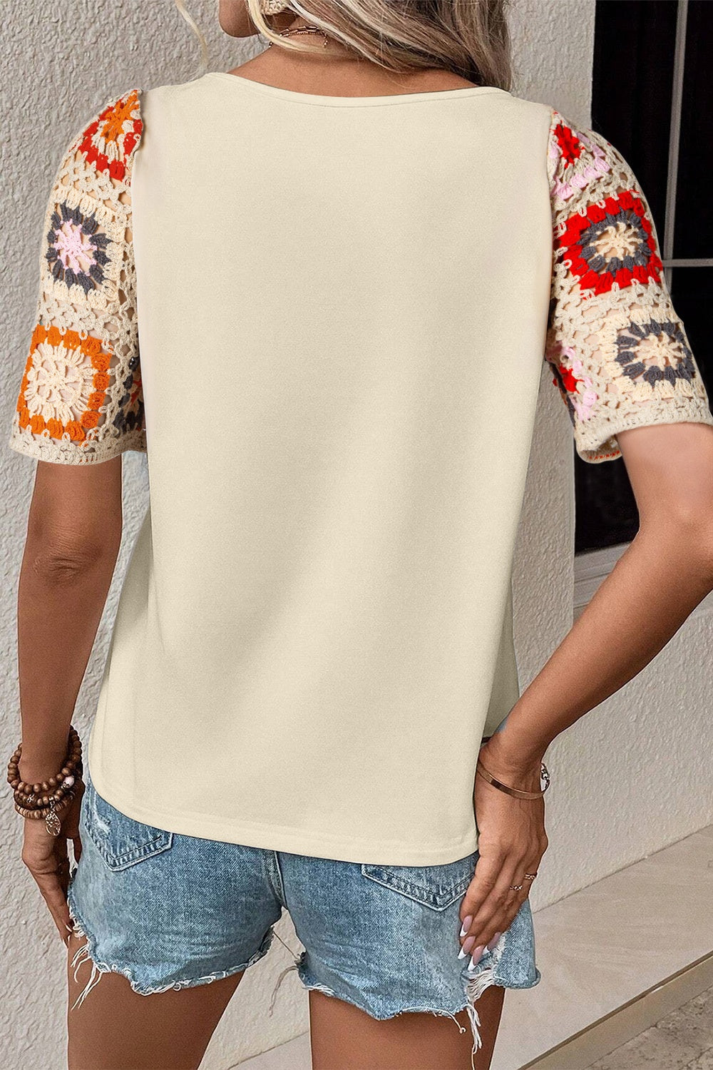 Women's Geometric Short-Sleeve Blouse