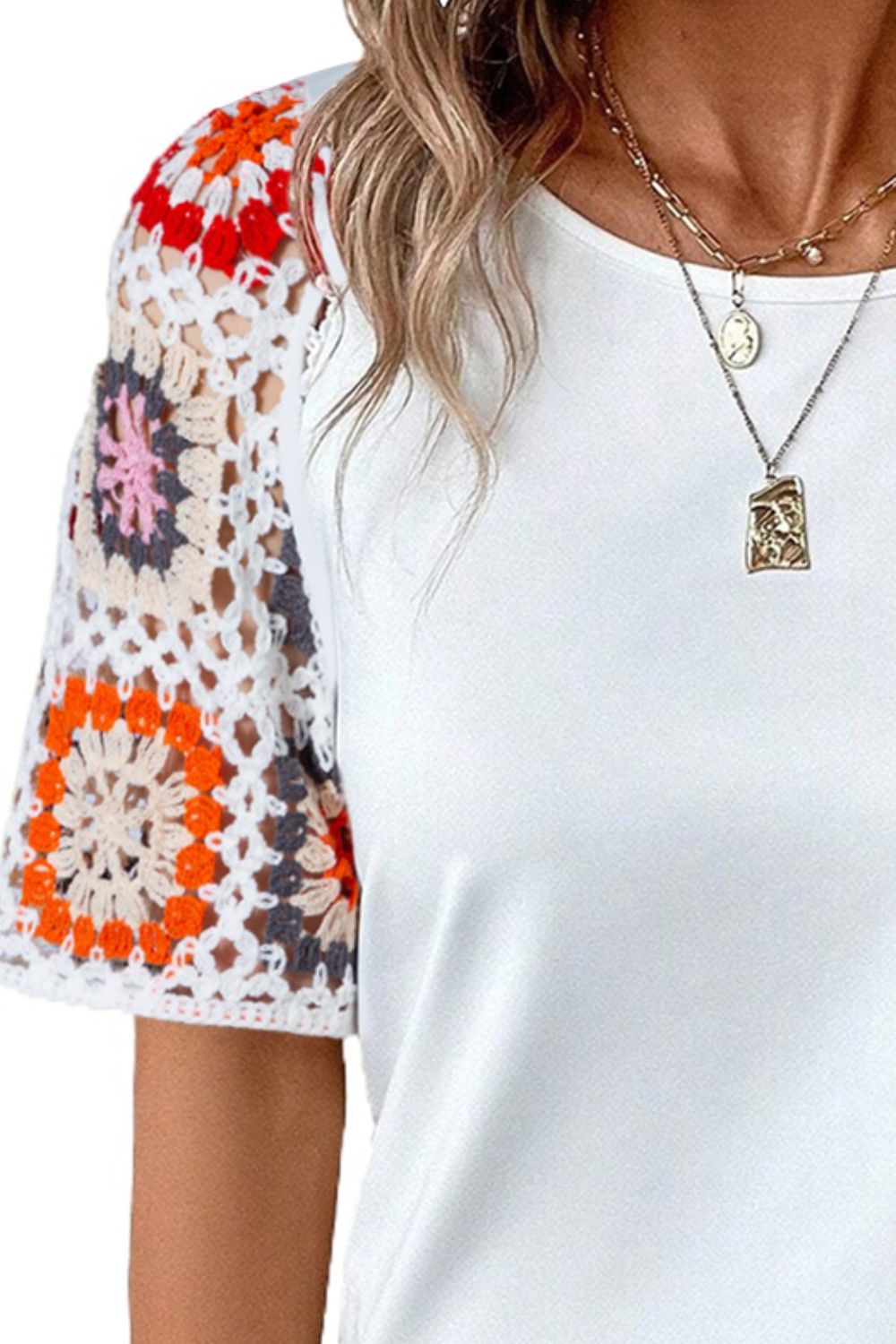 Women's Geometric Short-Sleeve Blouse