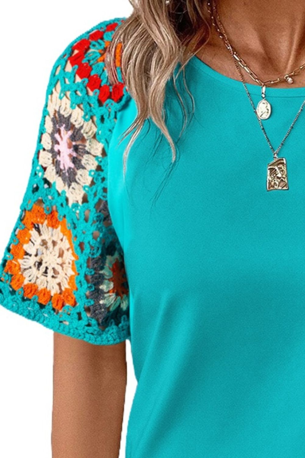Women's Geometric Short-Sleeve Blouse