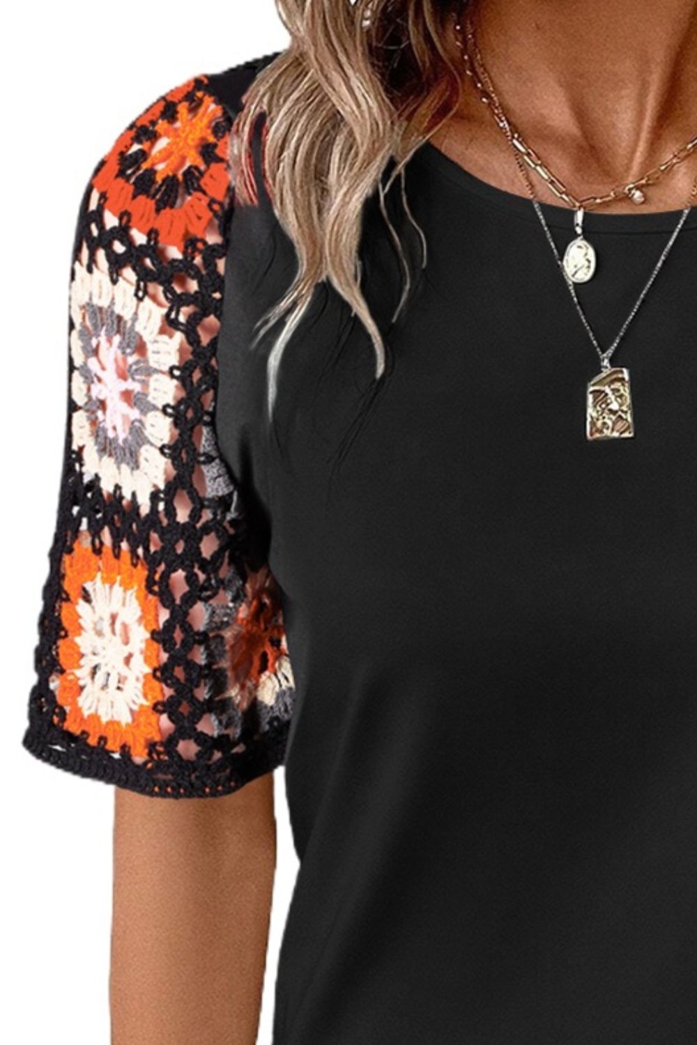 Women's Geometric Short-Sleeve Blouse