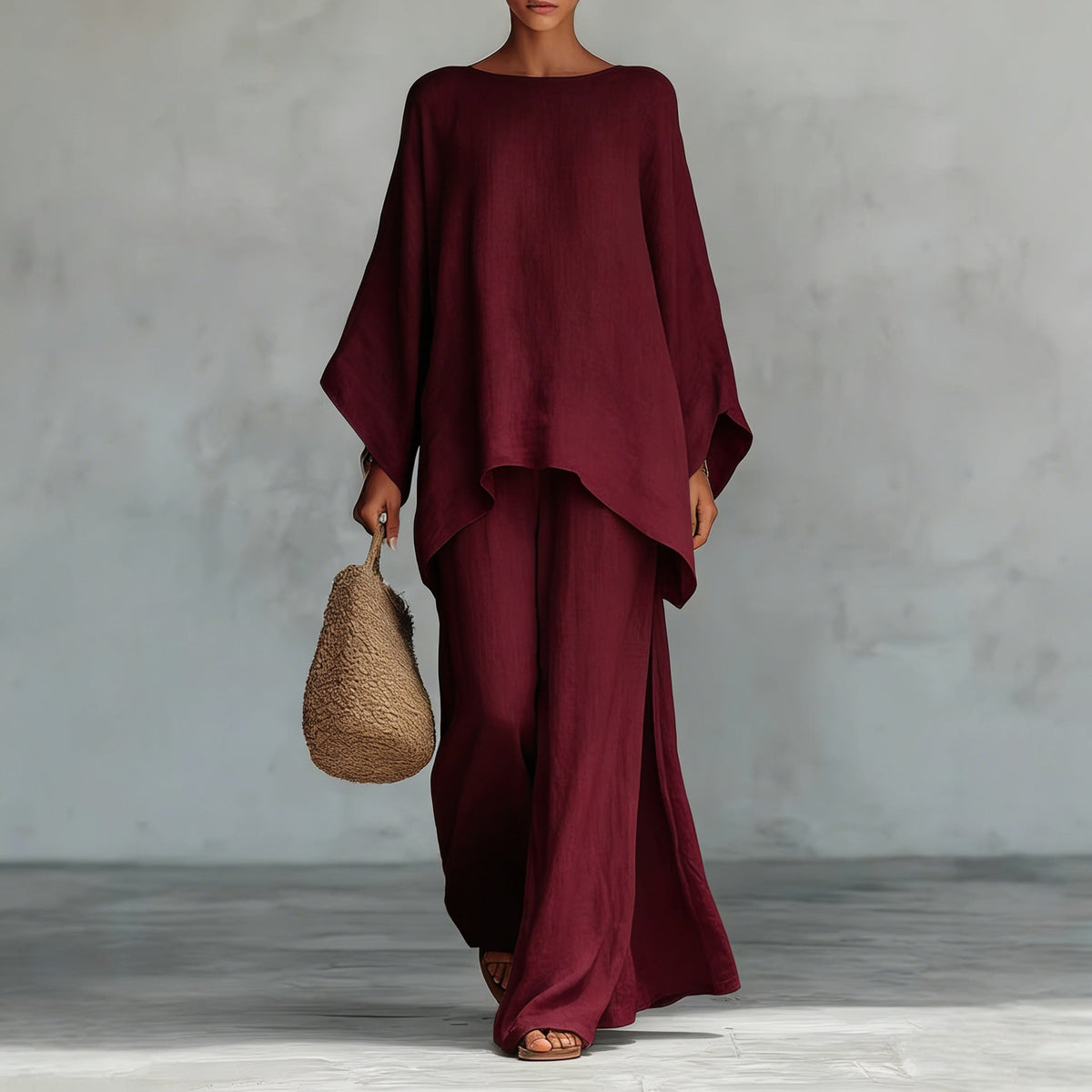 Women's Relaxed-Fit Two-Piece Trousers Set