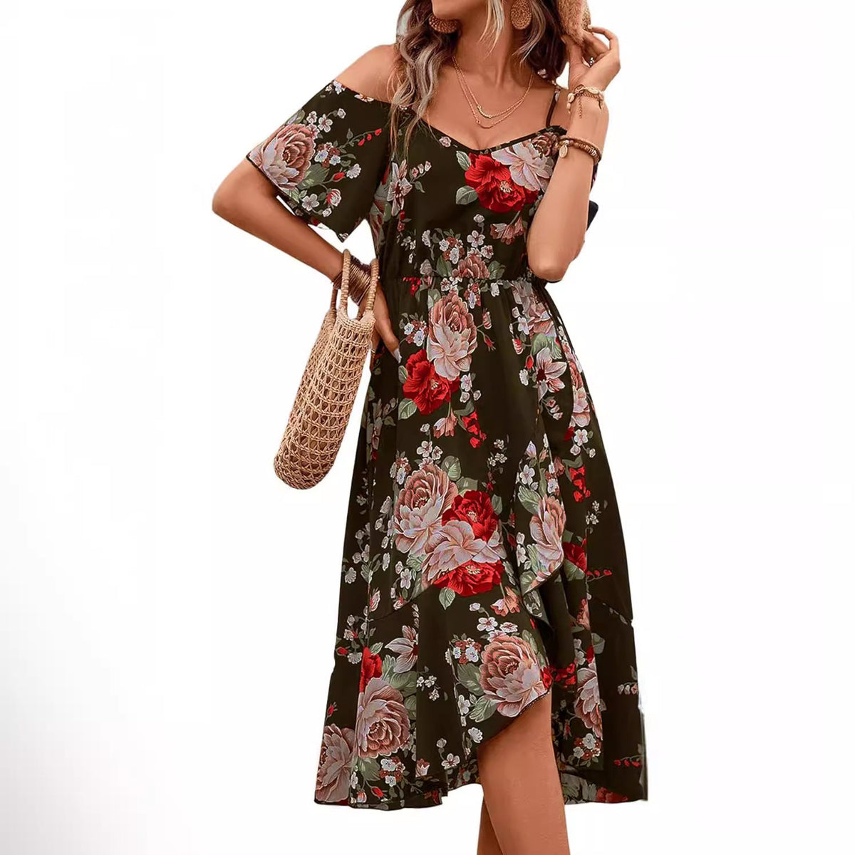 Women's Bohemian Printed Strap Dress