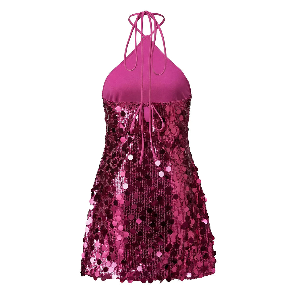 Women's Sequin Halter Mini Dress
