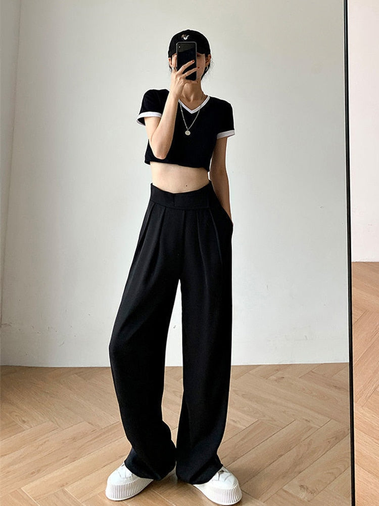 Women's Casual High-Waisted Wide-Leg Pants