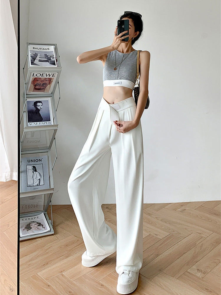 Women's Casual High-Waisted Wide-Leg Pants
