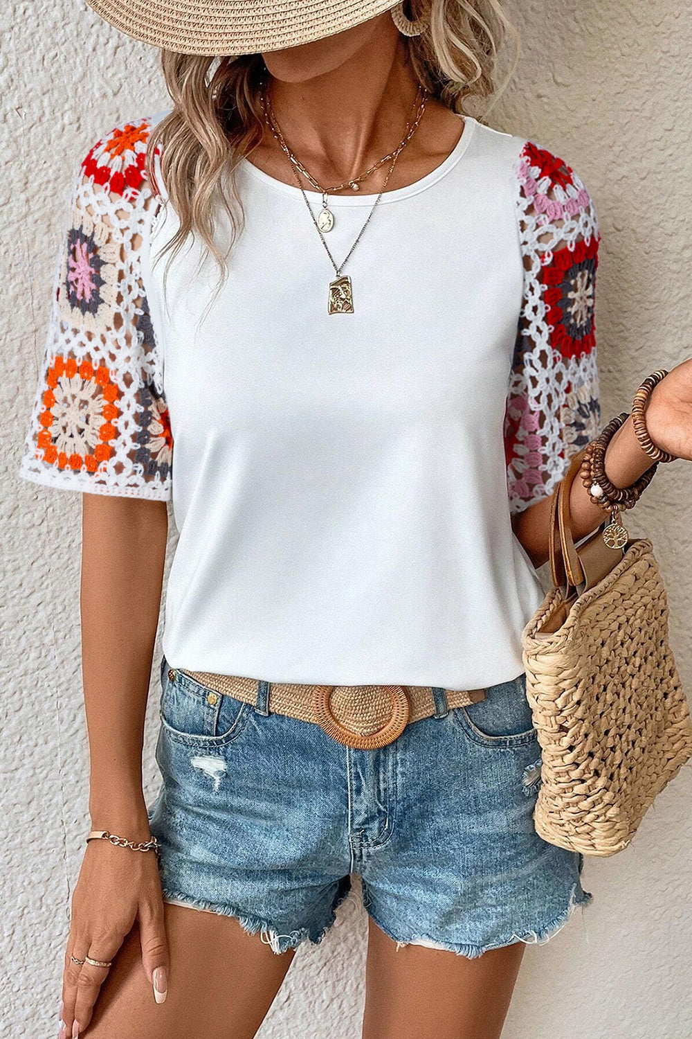 Women's Geometric Short-Sleeve Blouse