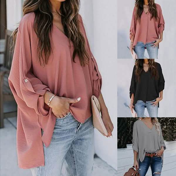 Women's V-Neck Long-Sleeve Blouse