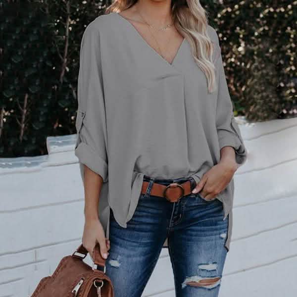 Women's V-Neck Long-Sleeve Blouse