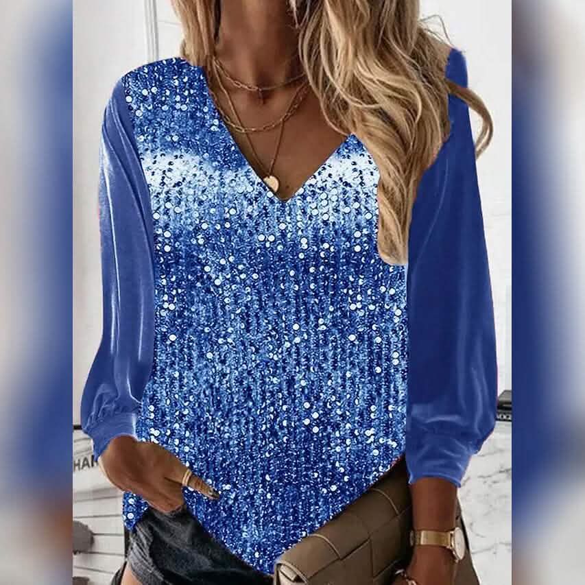 Women's Long-Sleeve Sequin Blouse