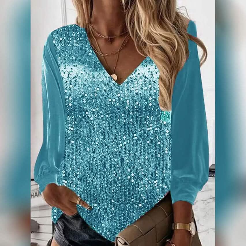 Women's Long-Sleeve Sequin Blouse