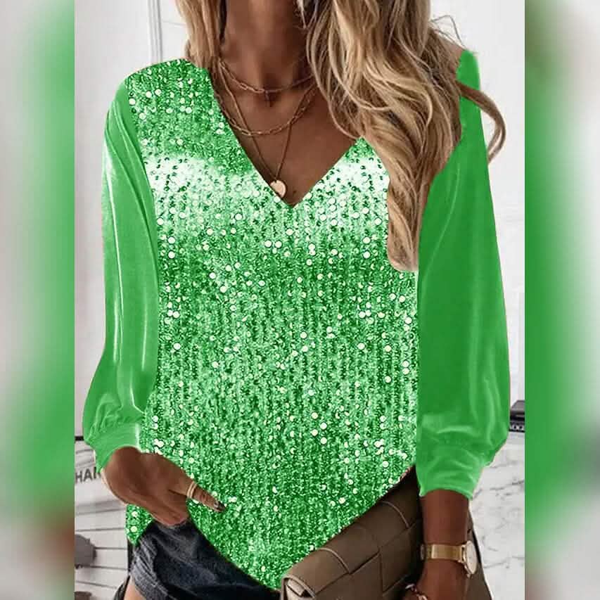 Women's Long-Sleeve Sequin Blouse