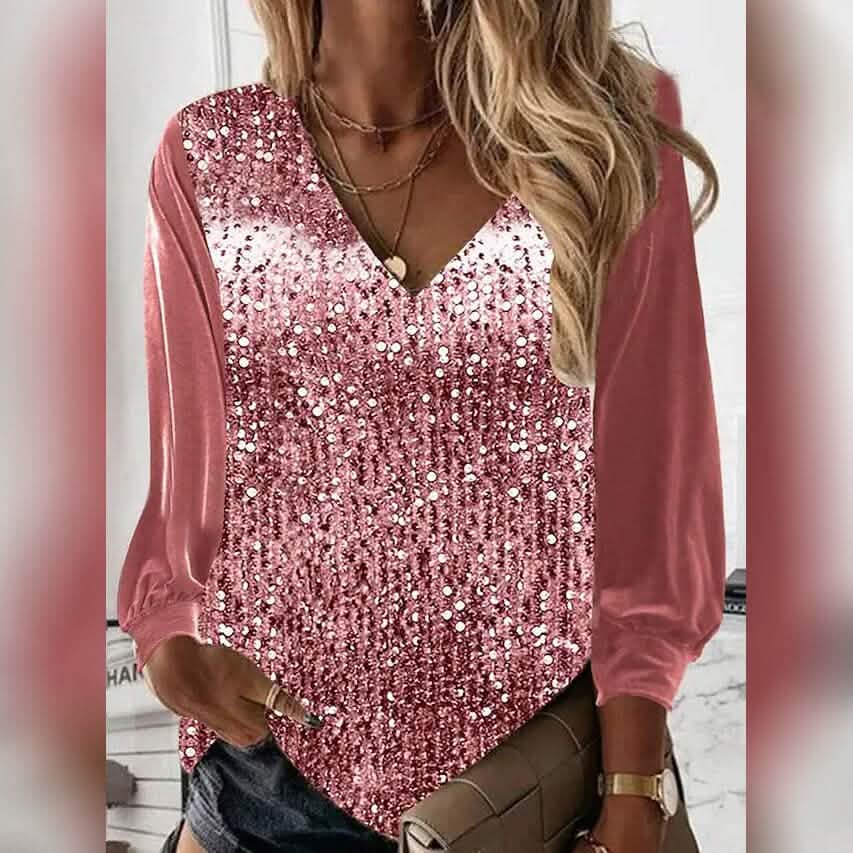 Women's Long-Sleeve Sequin Blouse